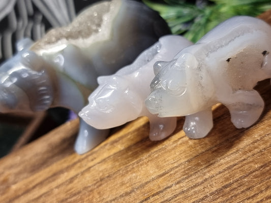 Druzy agate bears