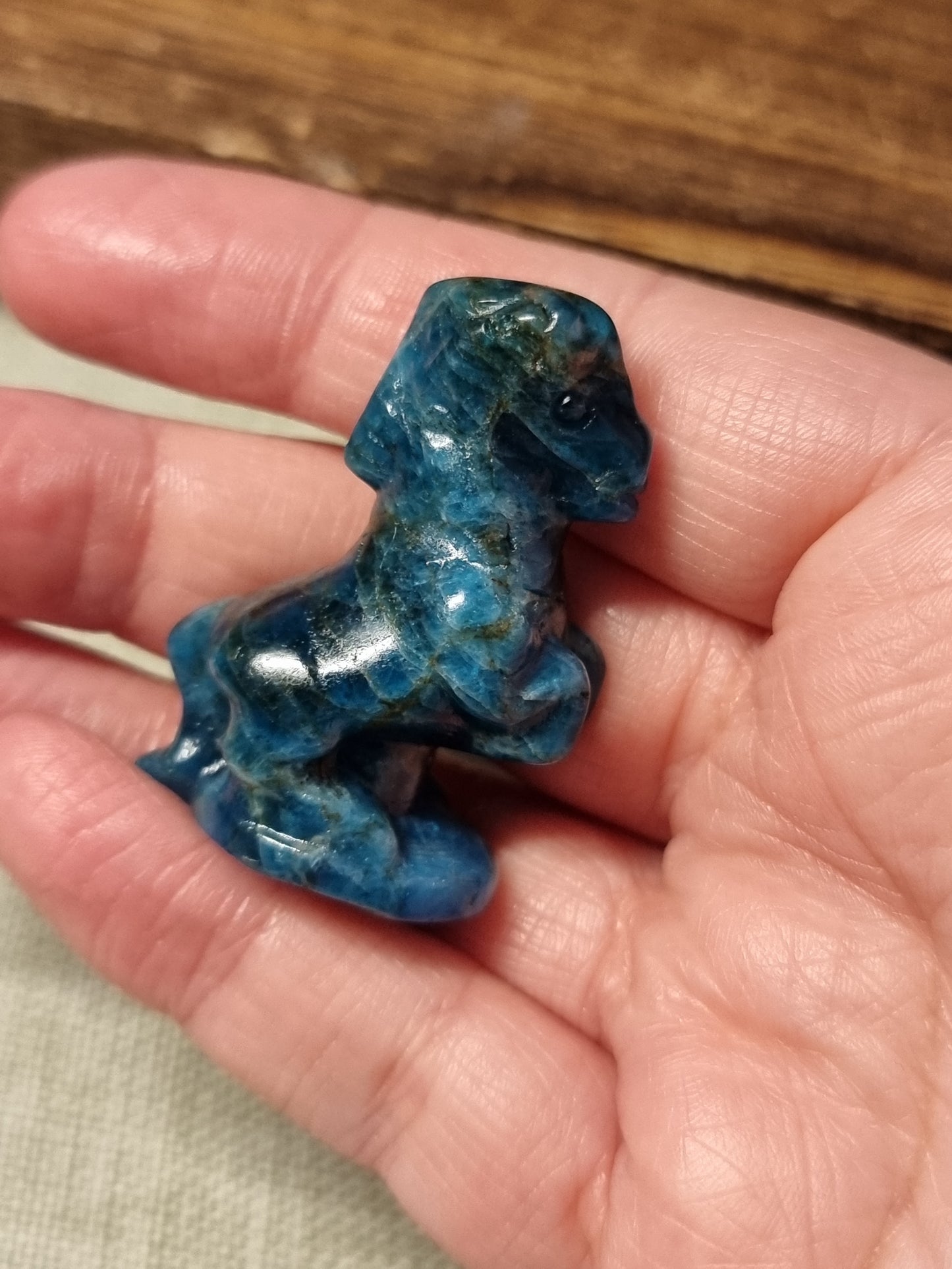 Blue apatite carvings