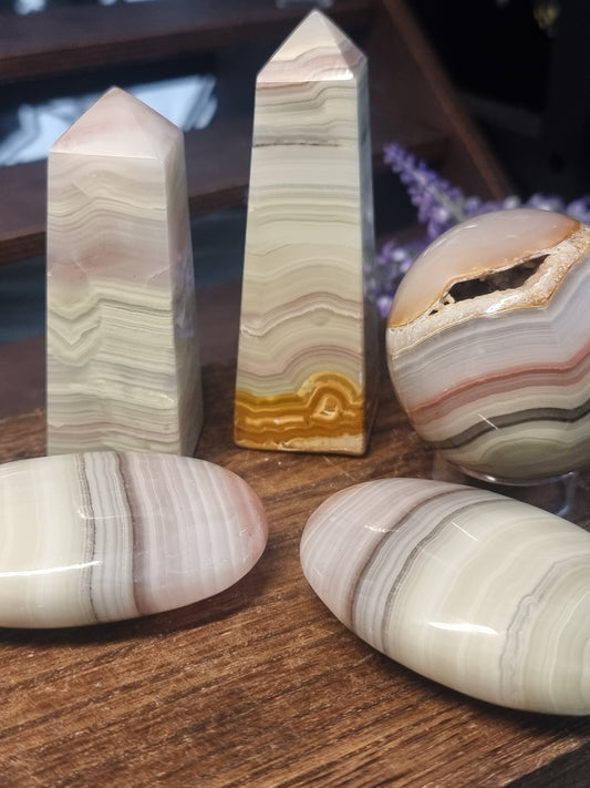 Pink banded calcite