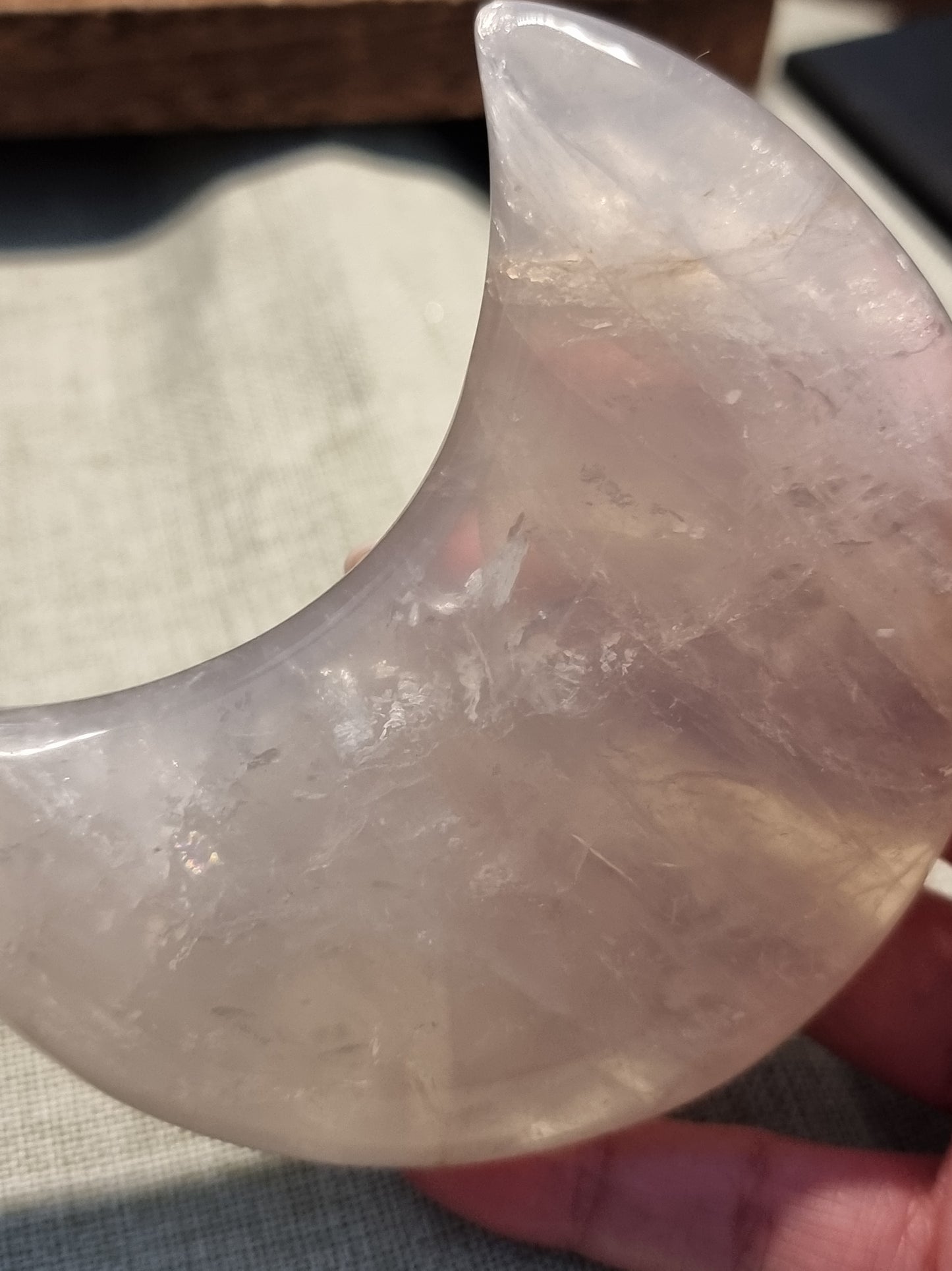 Blue rose quartz moon