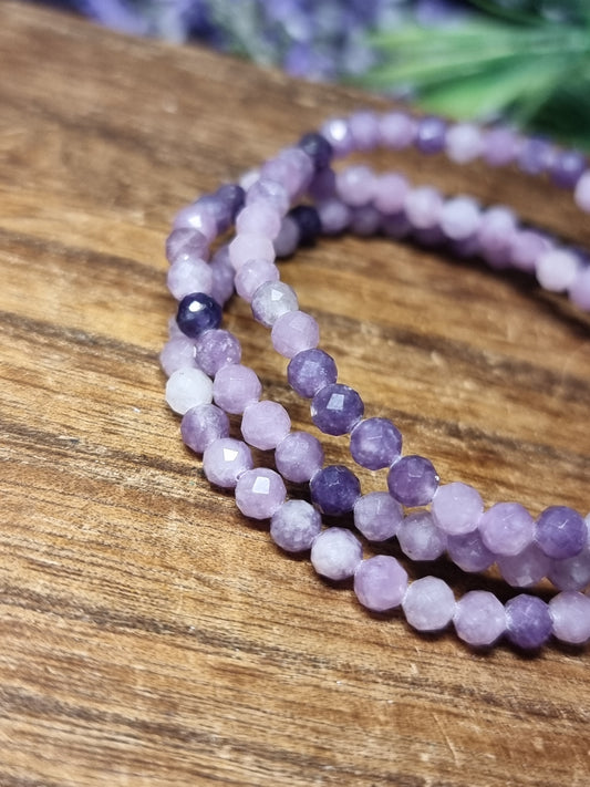 4mm faceted lepidolite bracelets
