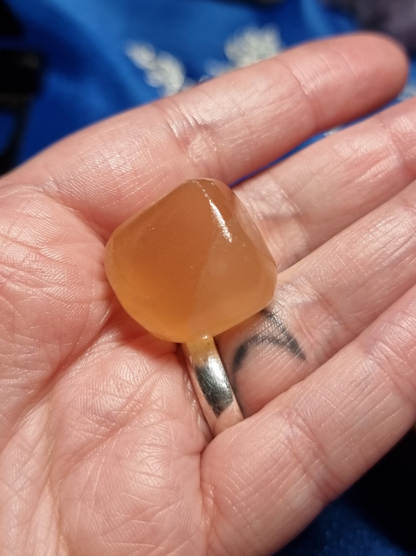 Honey calcite tumbles