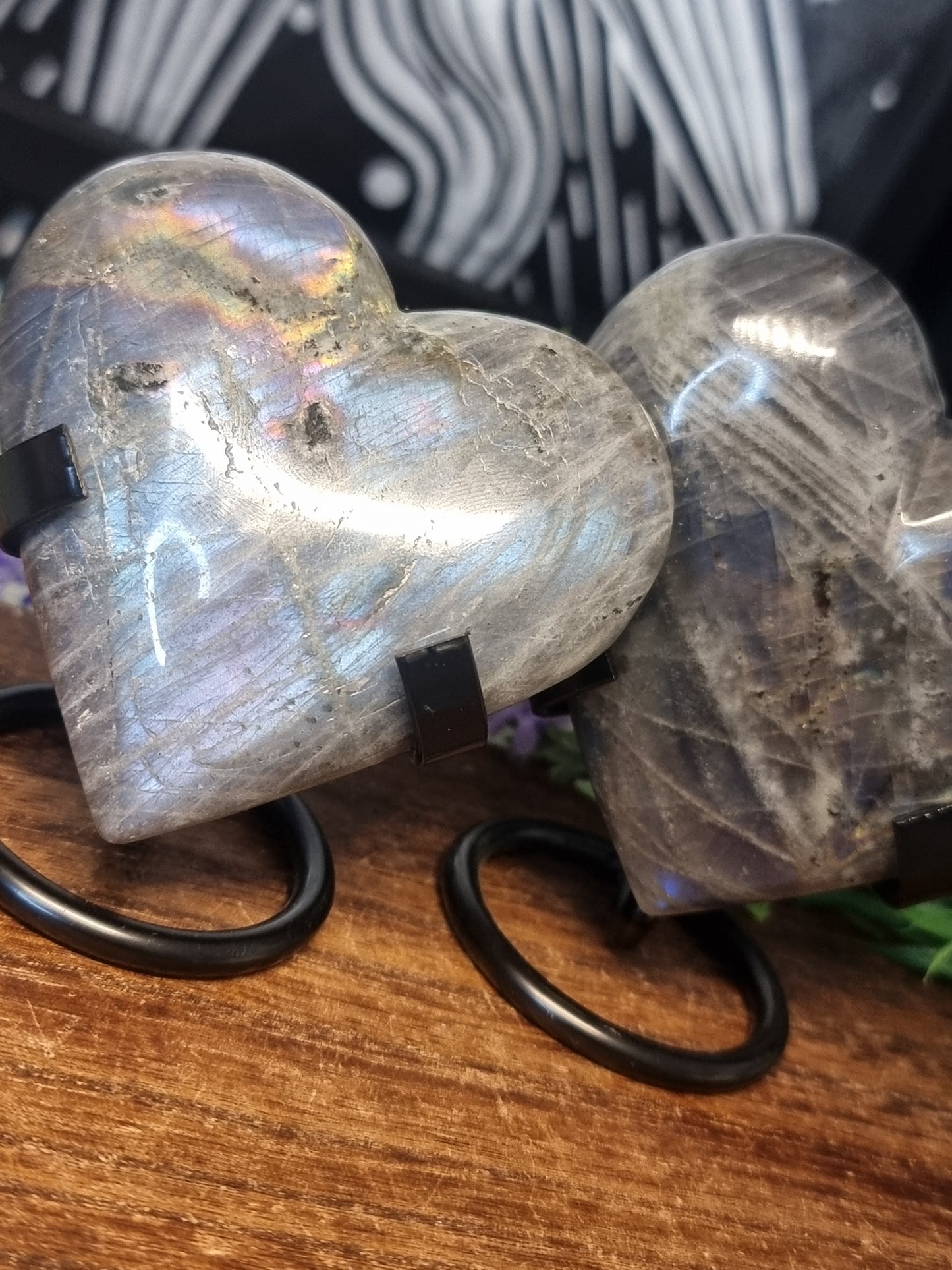 Labradorite hearts