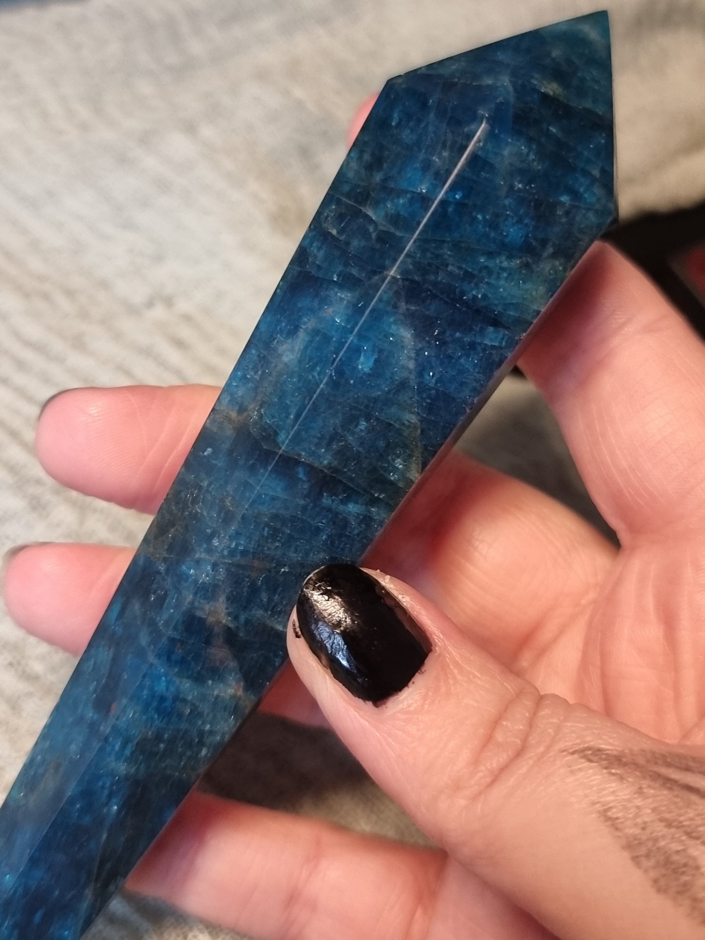Blue apatite wands
