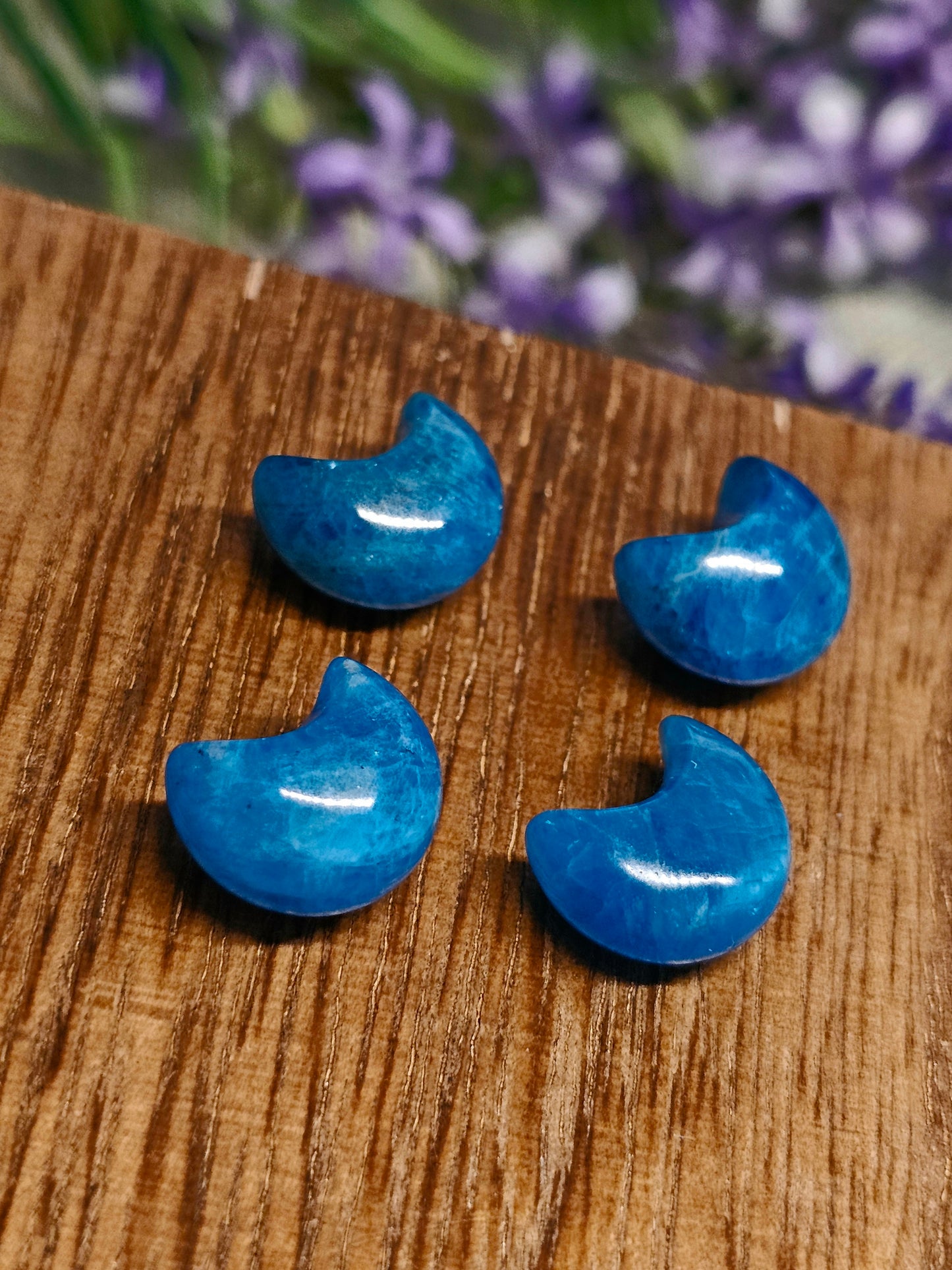 Mini blue apatite moons