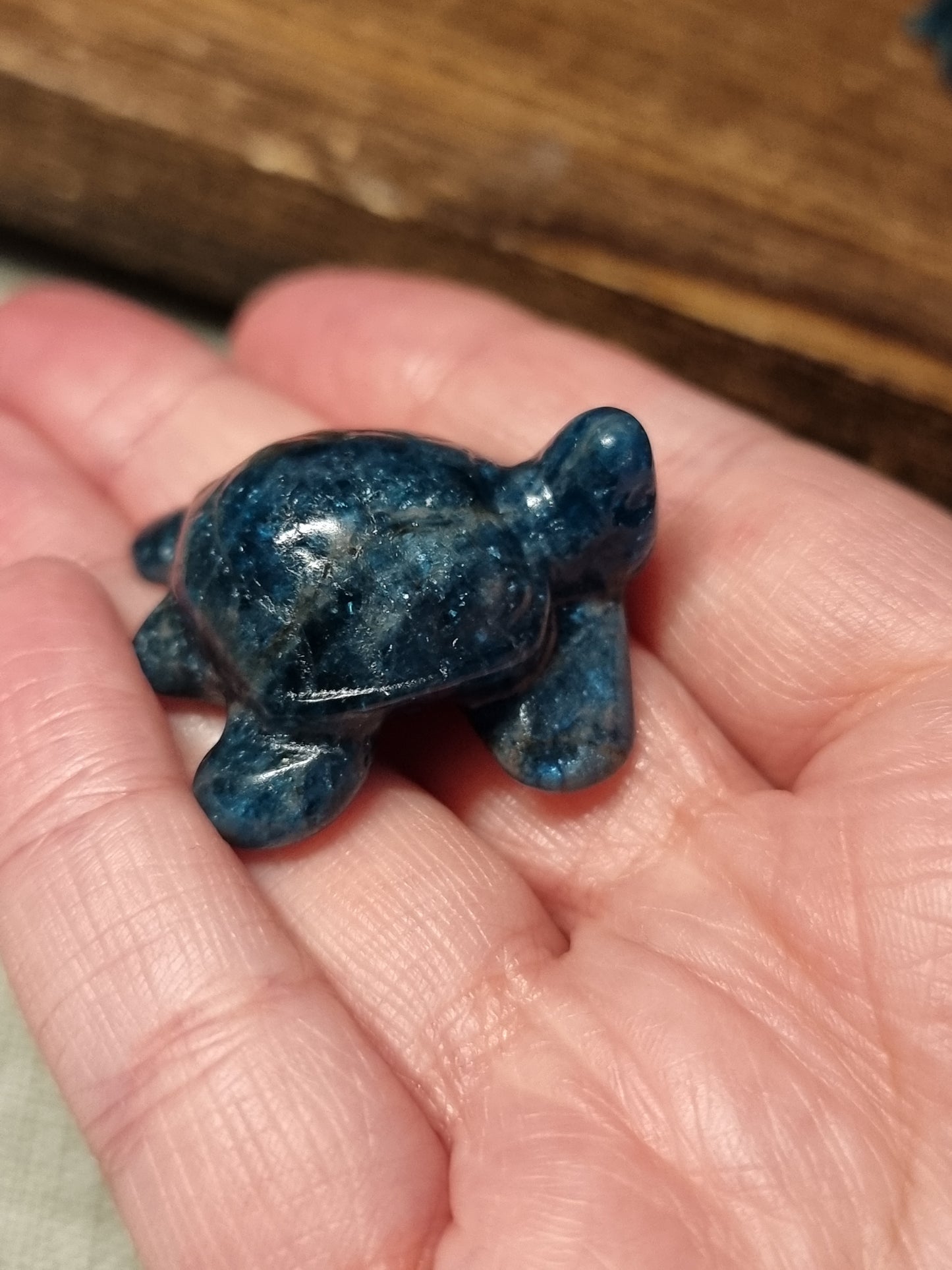 Blue apatite carvings