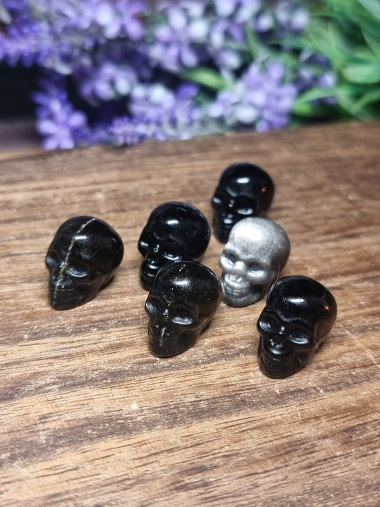 Mini sheen obsidian skulls