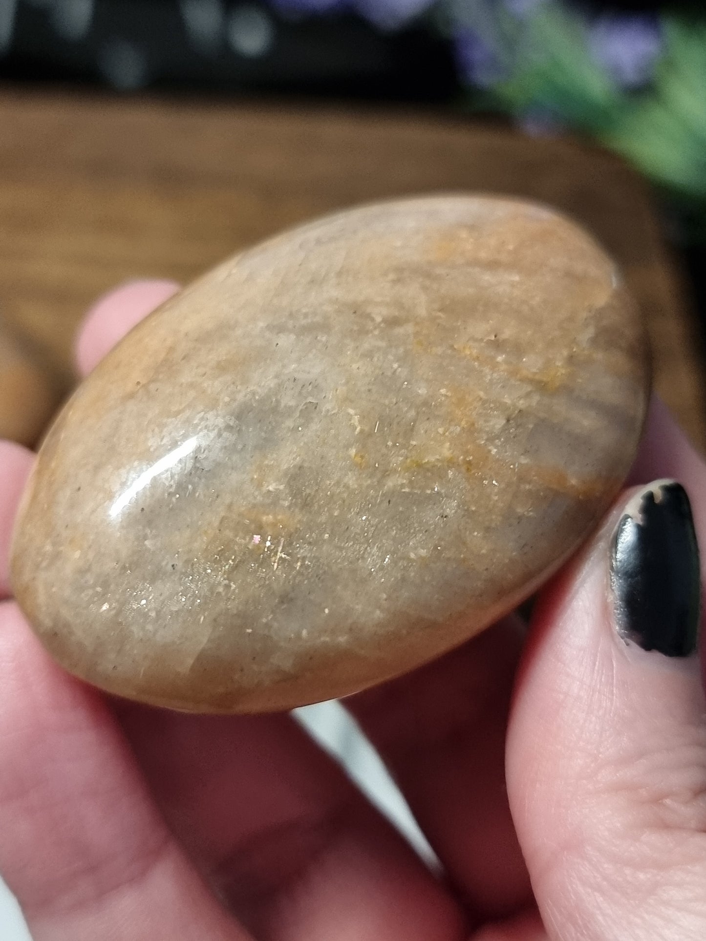 Peach moonstone palmstones