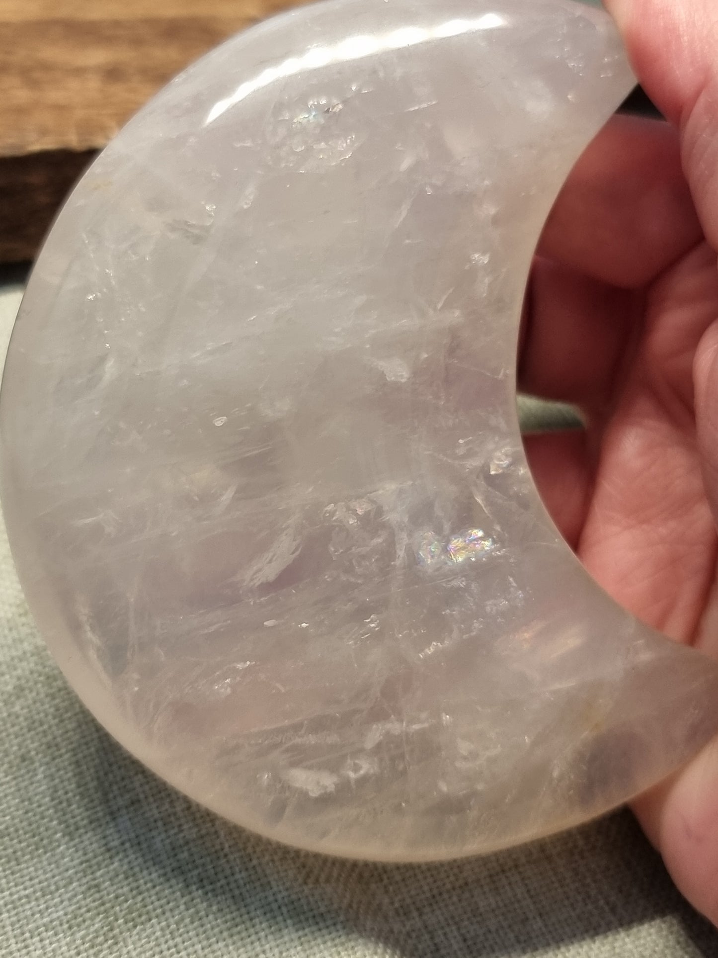Blue rose quartz moon