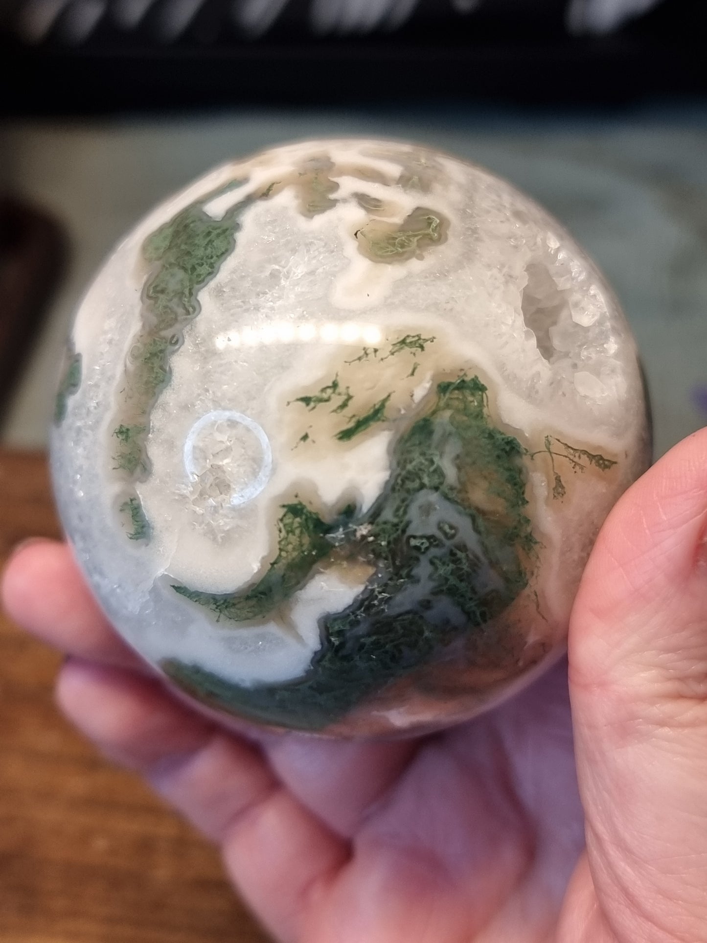 Moss agate sphere