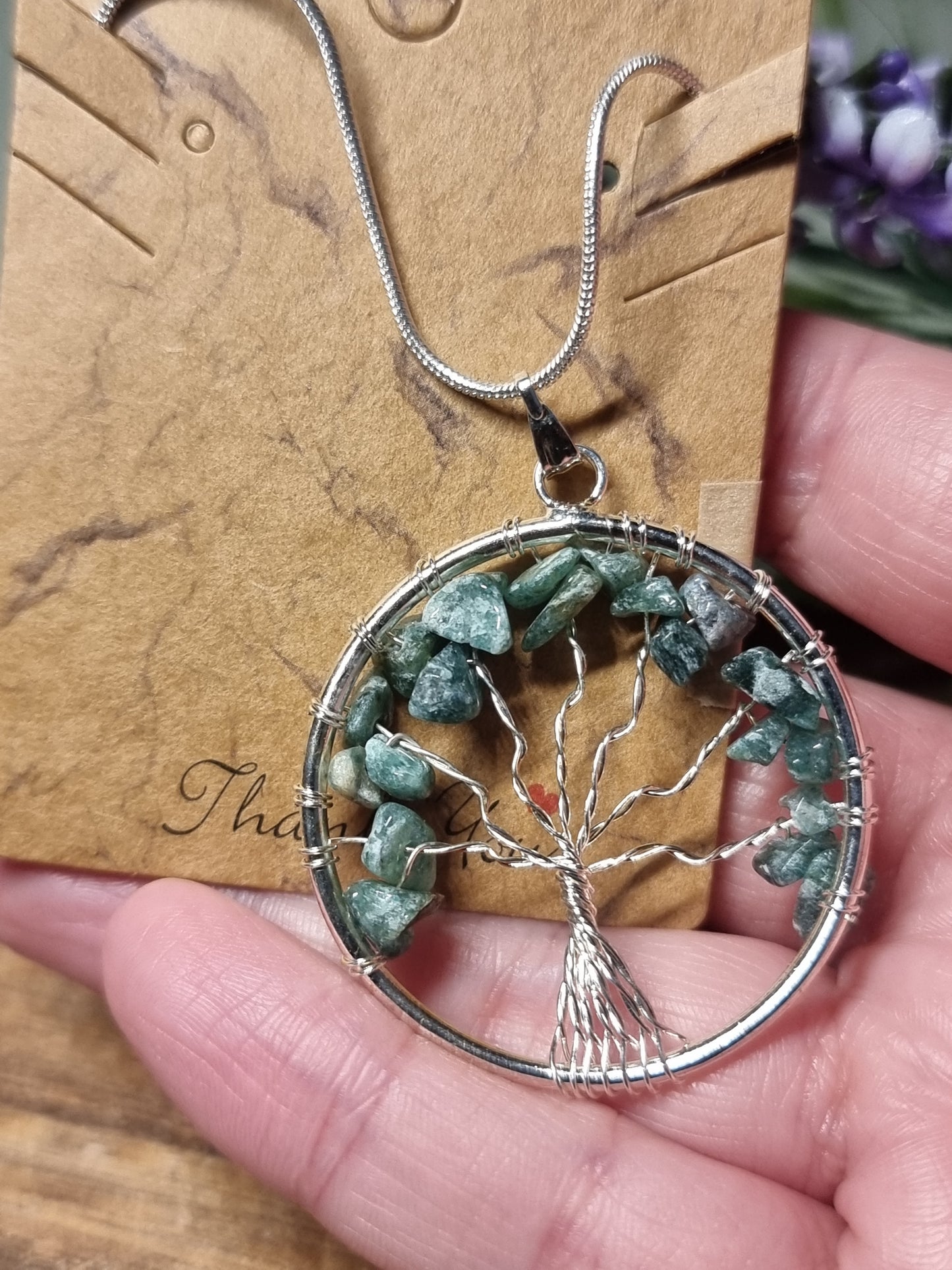 Green aventurine tree of life necklaces