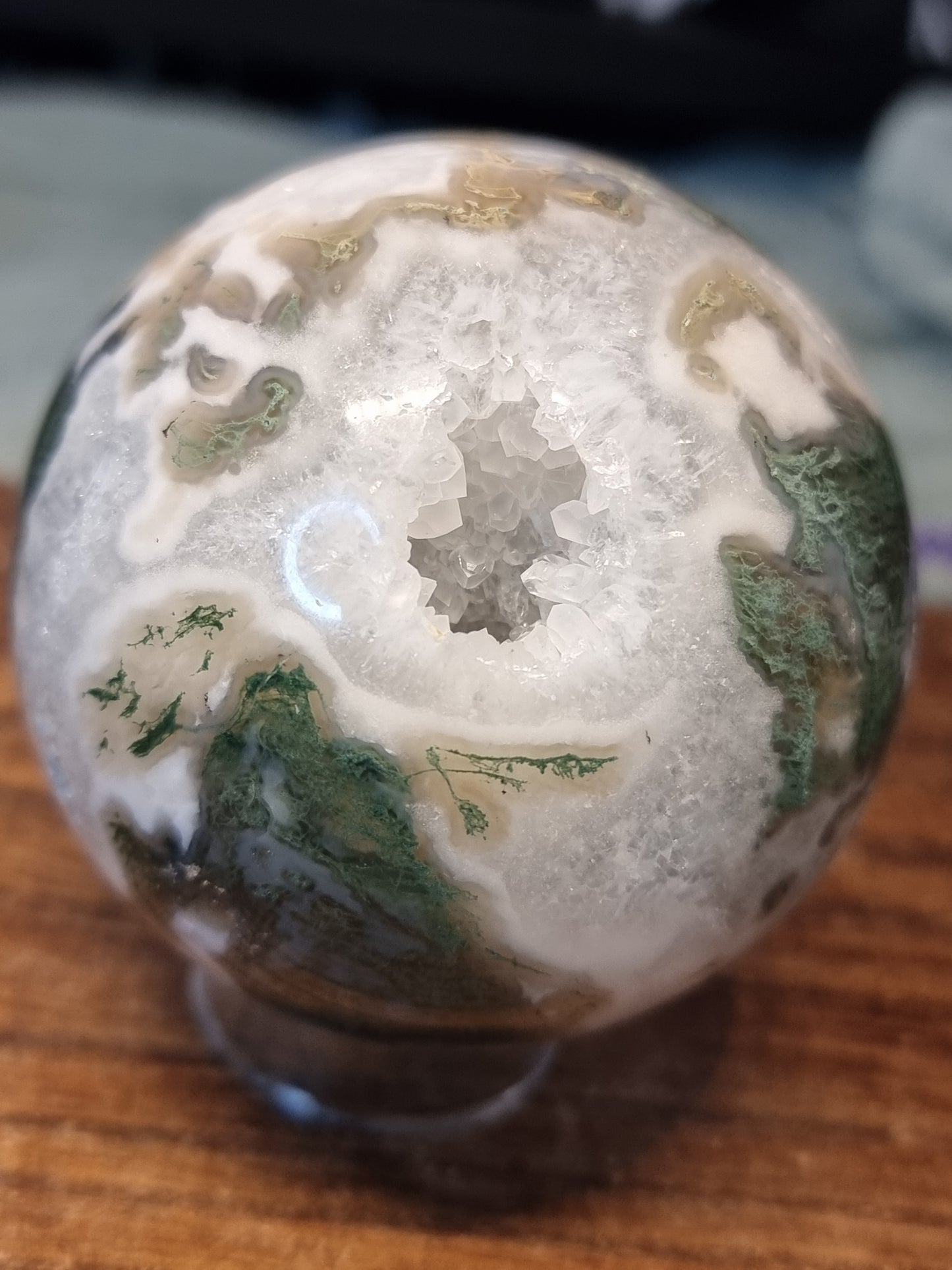 Moss agate sphere