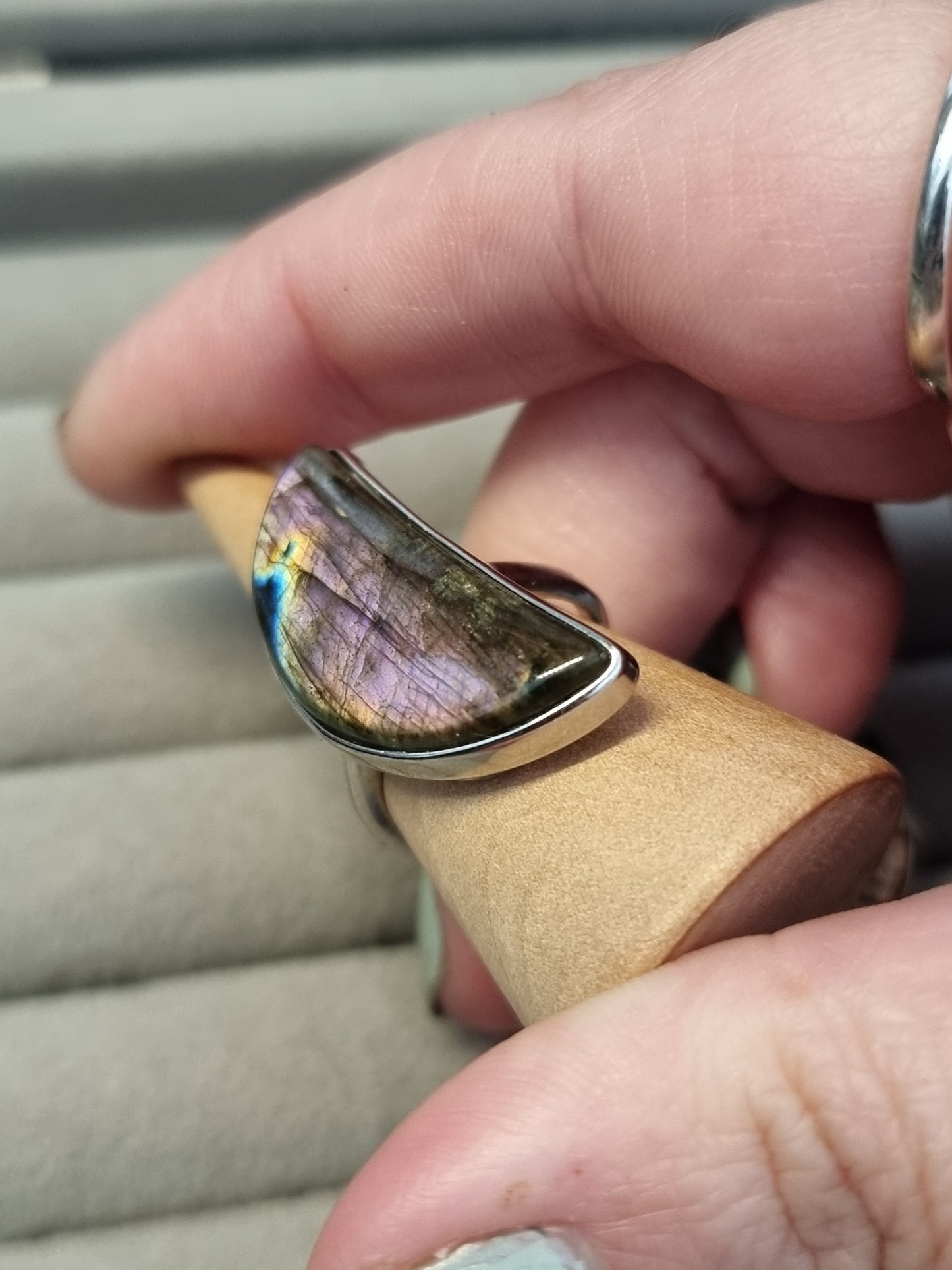 Labradorite moon s925 adjustable rings