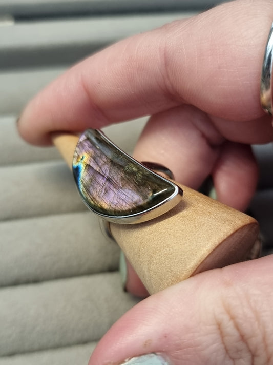 Labradorite moon s925 adjustable rings