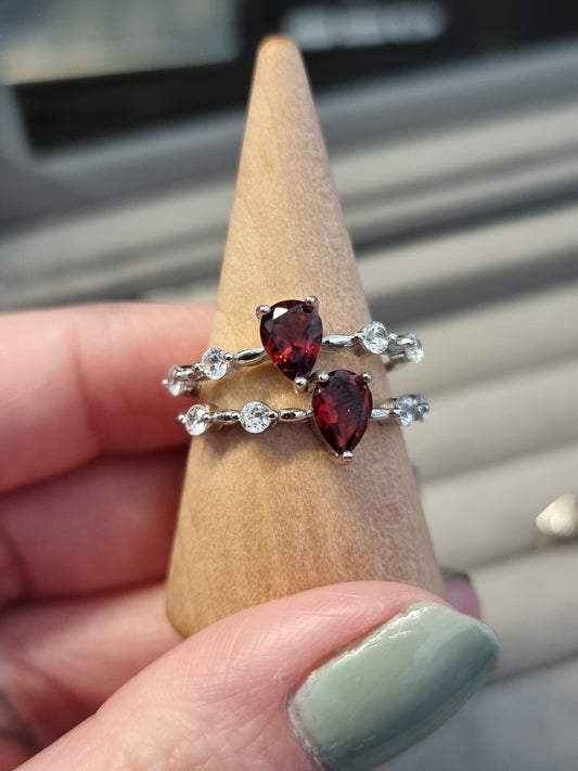 Garnet s925 adjustable rings