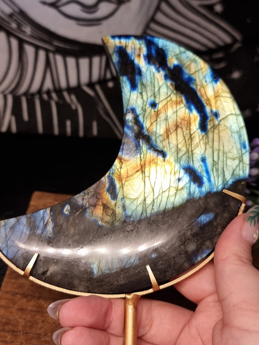 Labradorite moon on stand