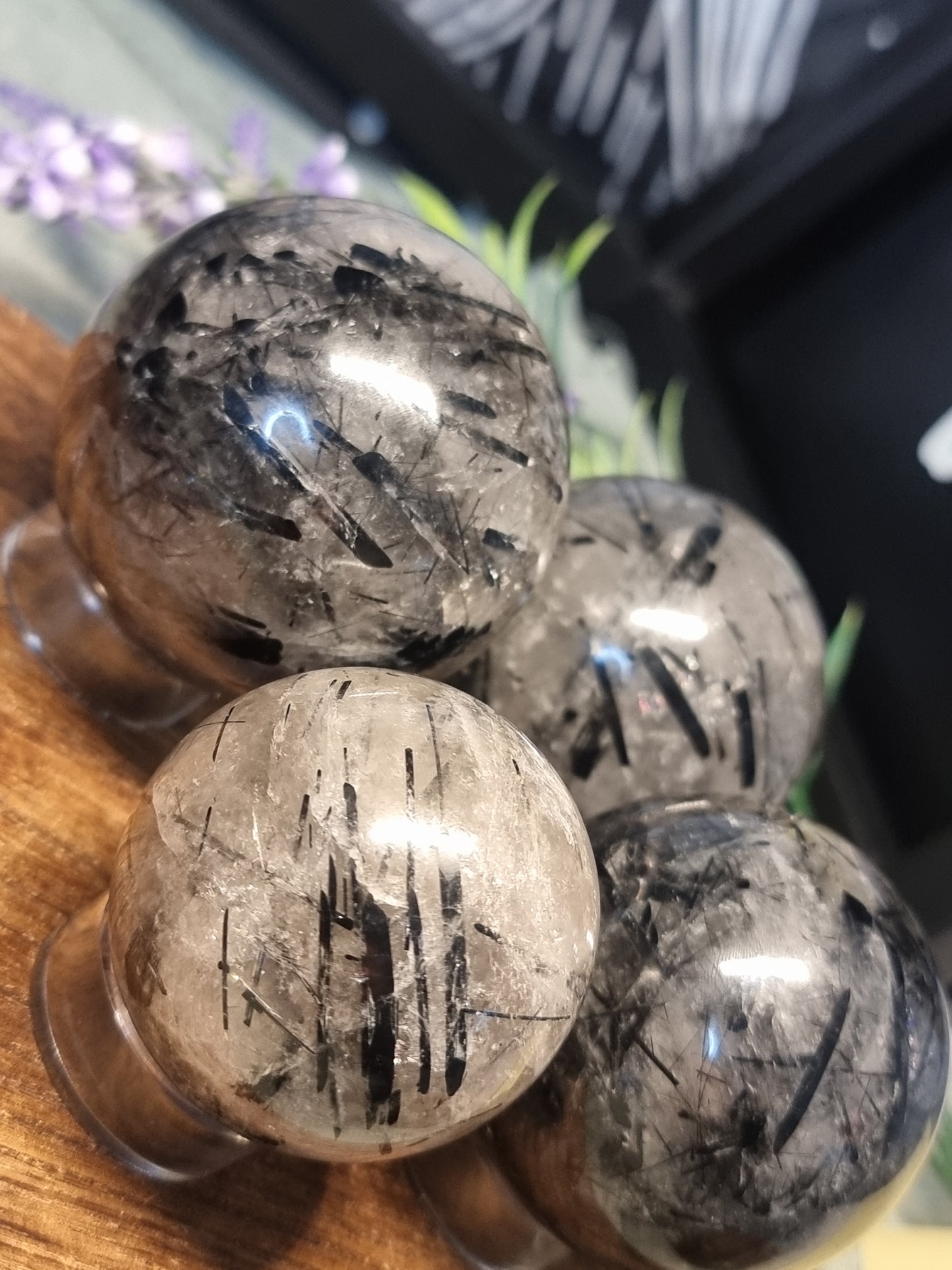 Tourmaline quartz spheres