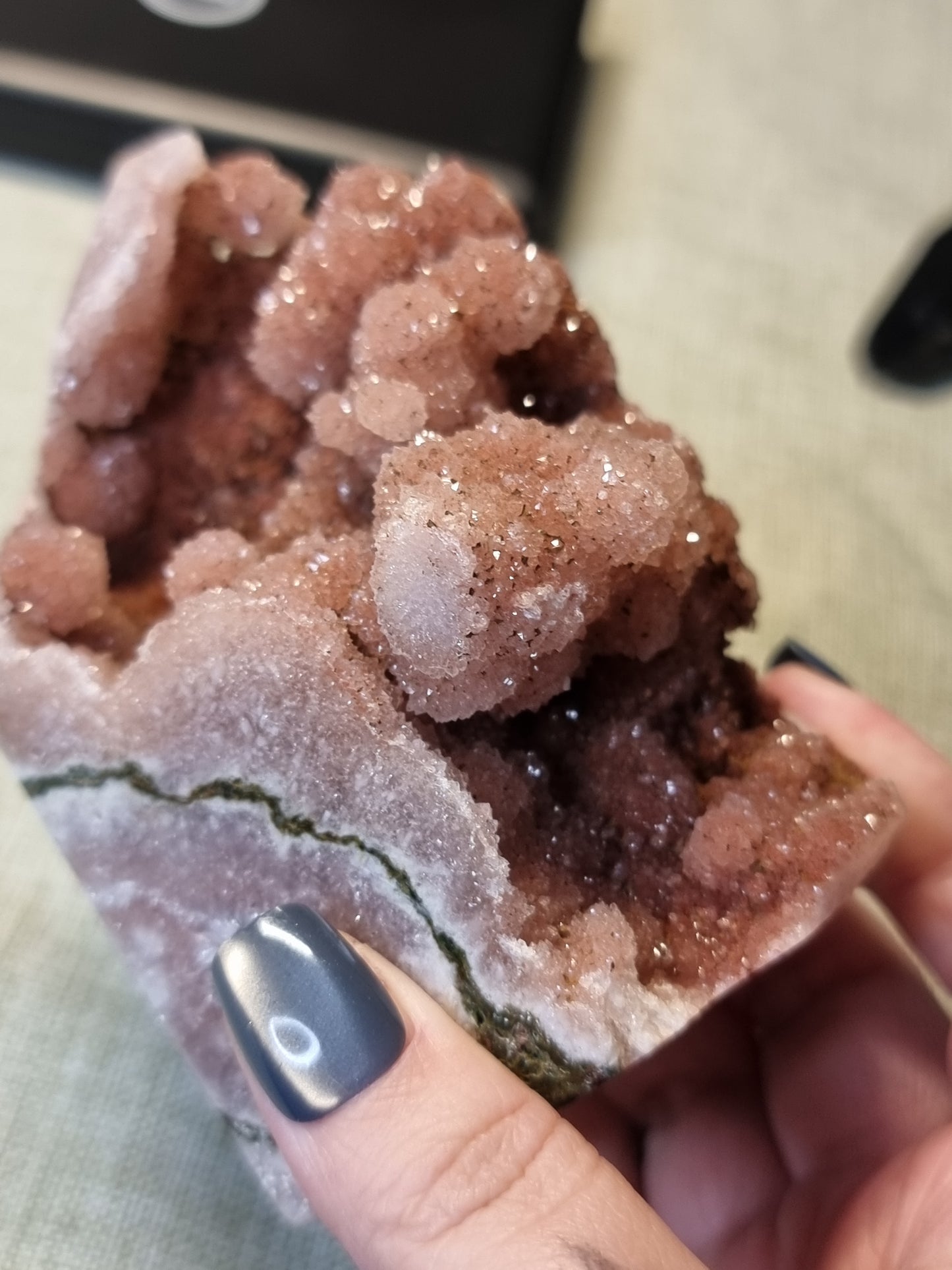 Pink amethyst druzy tower