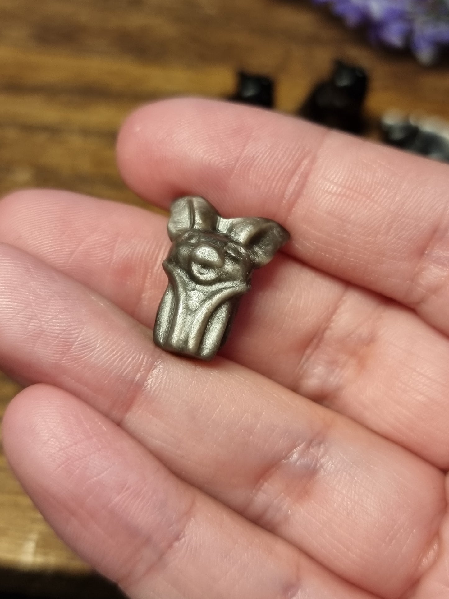 Mini silver obsidian carvings