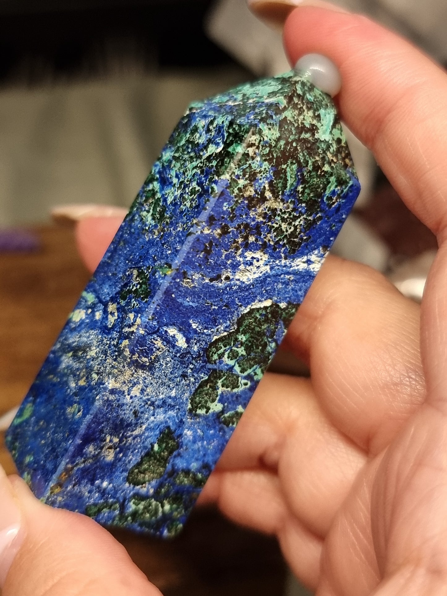 Azurite with malachite towers