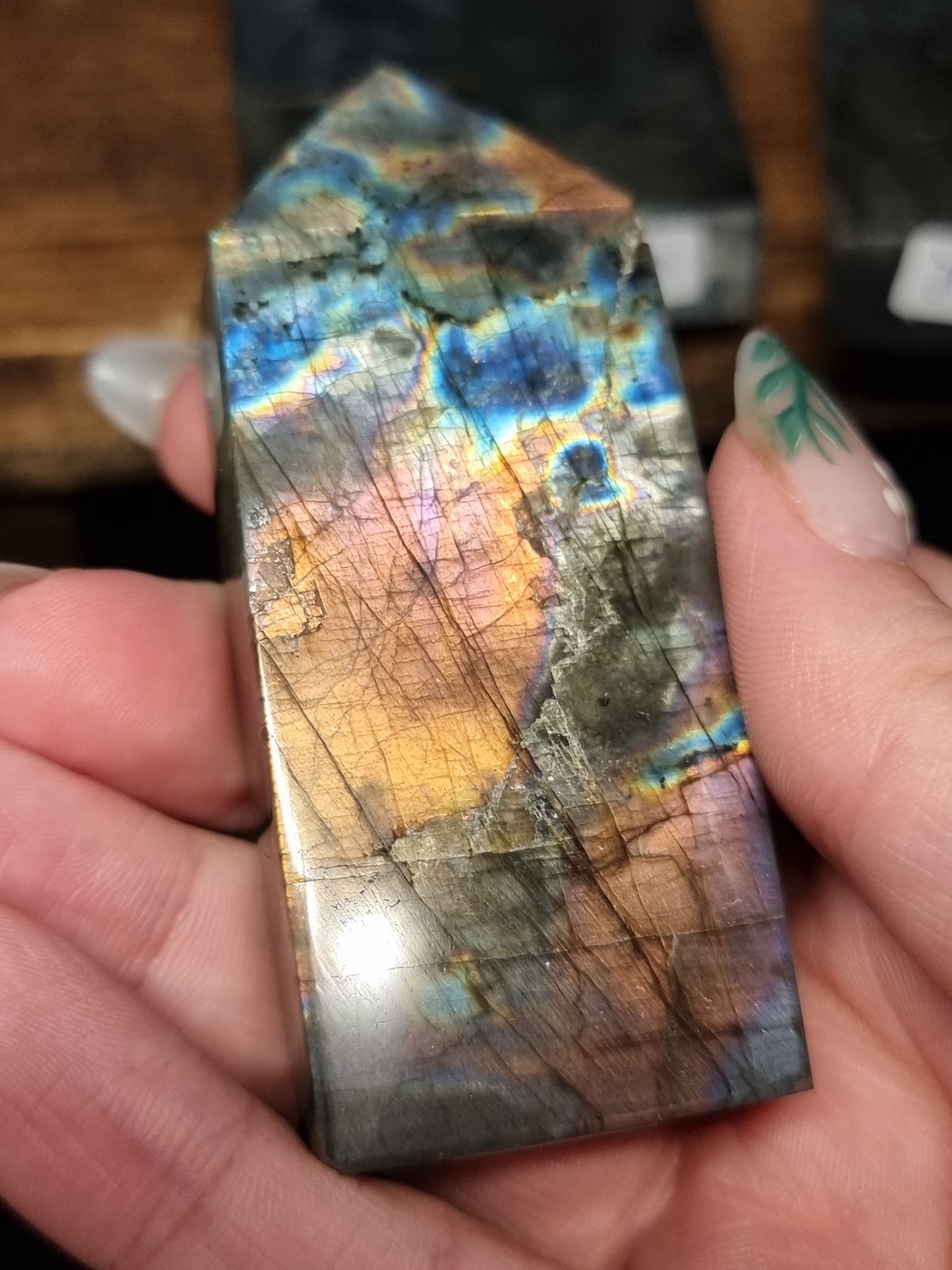 Spectralite towers (Finnish labradorite)