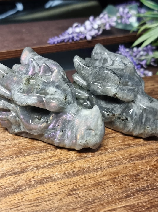Labradorite dragon heads