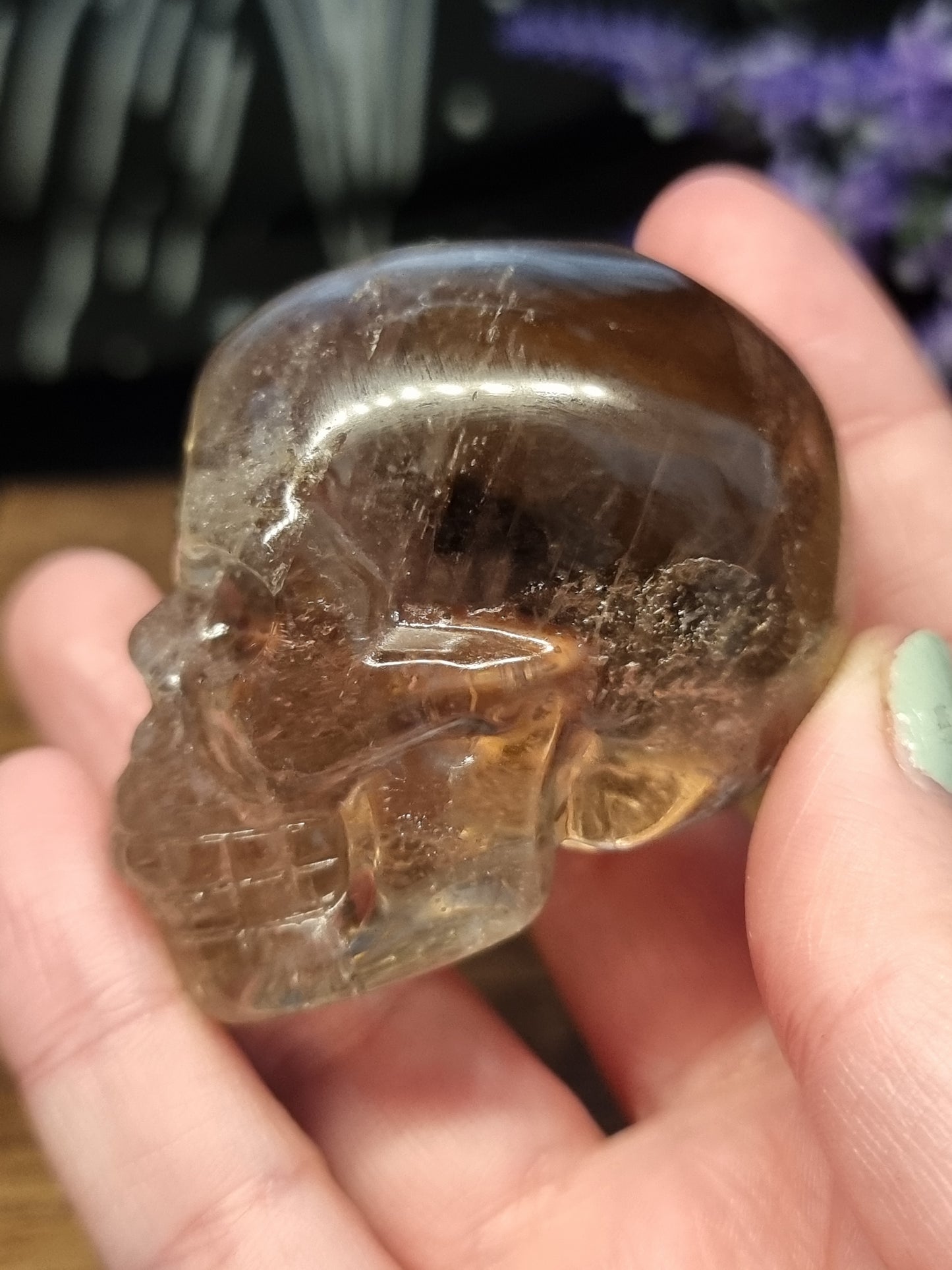 Smokey quartz skull