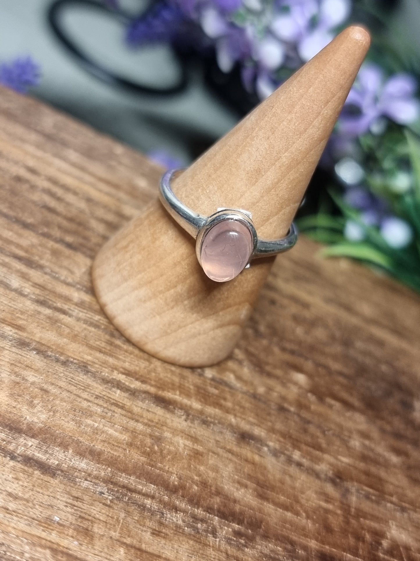 Star rose quartz S925 adjustable ring