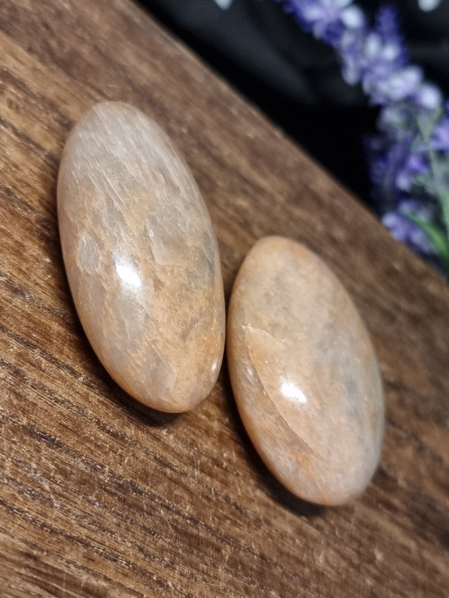 Peach moonstone palmstones
