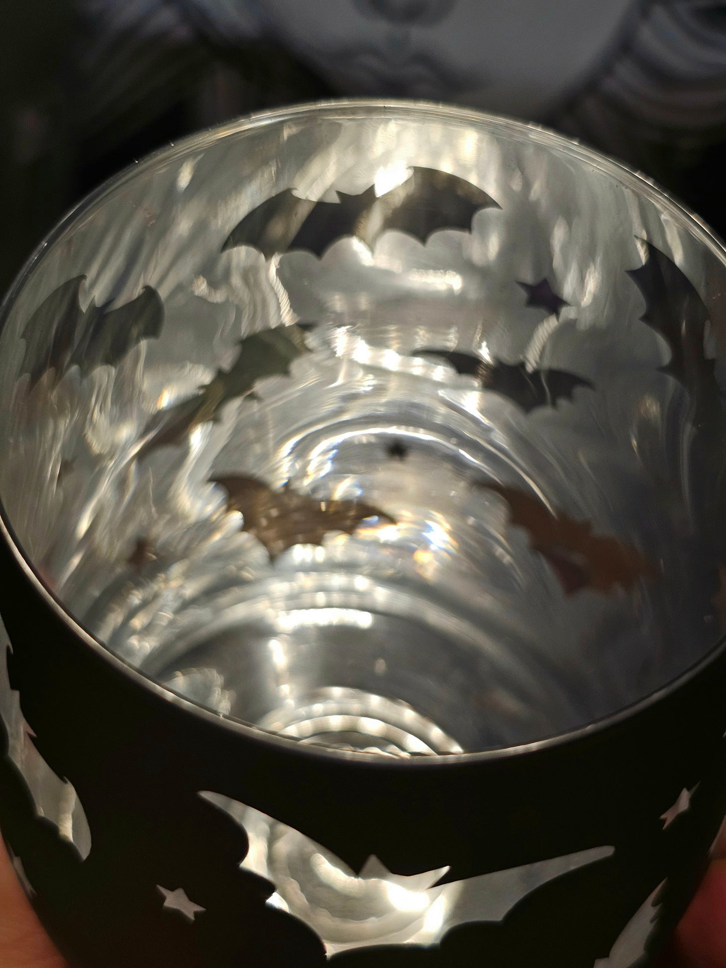 Bat stemless wine glass