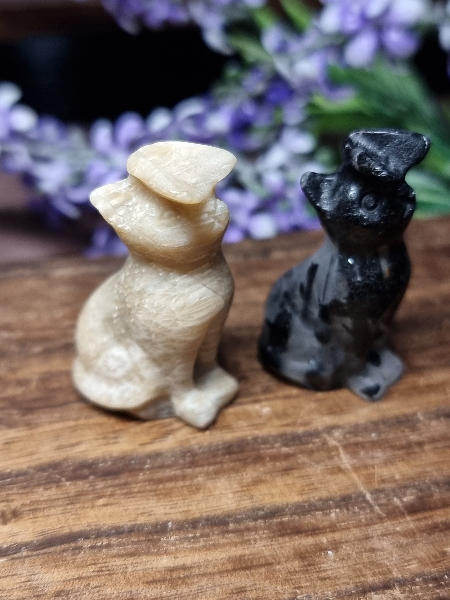 Butterfly cat carvings