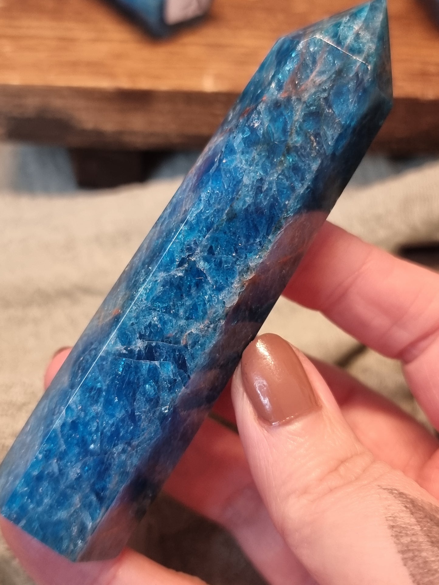 Blue apatite towers