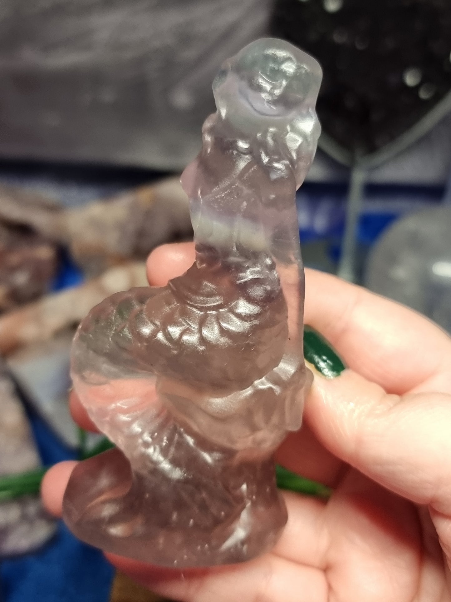 Fluorite mermaid carvings