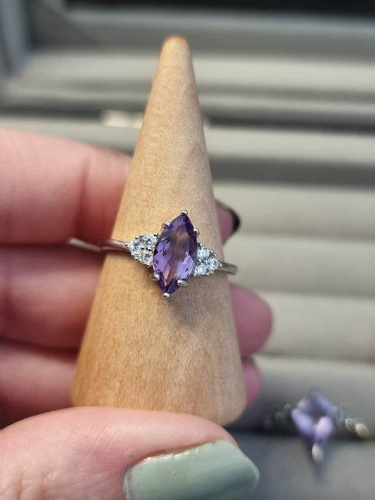 Amethyst adjustable rings