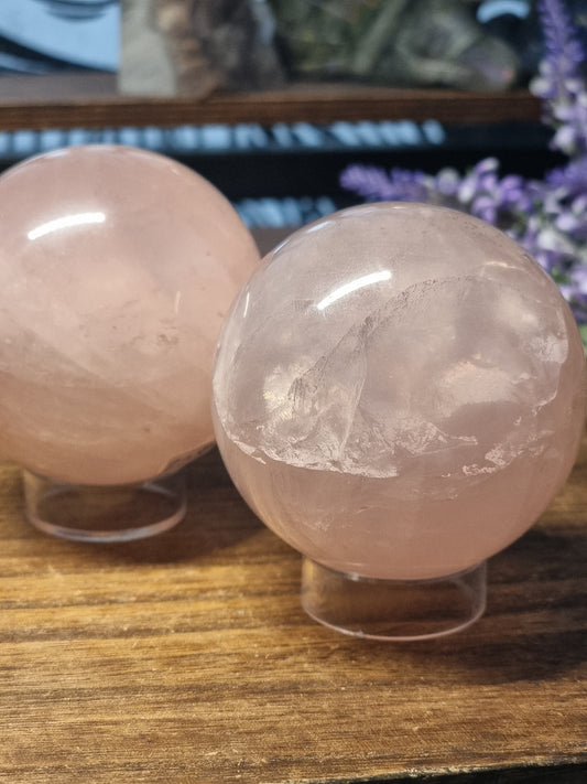 Rose quartz spheres