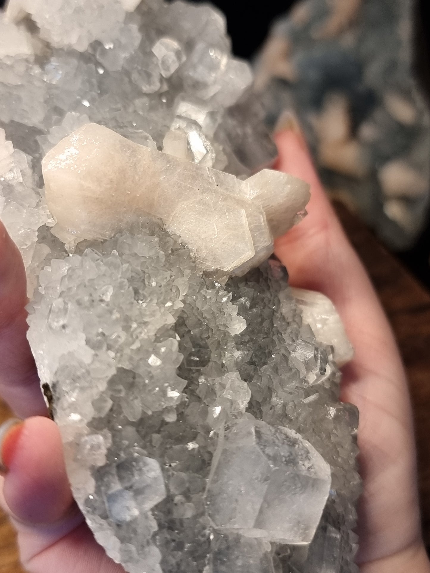 Chalcedony with peach stilbite & apophyllite B