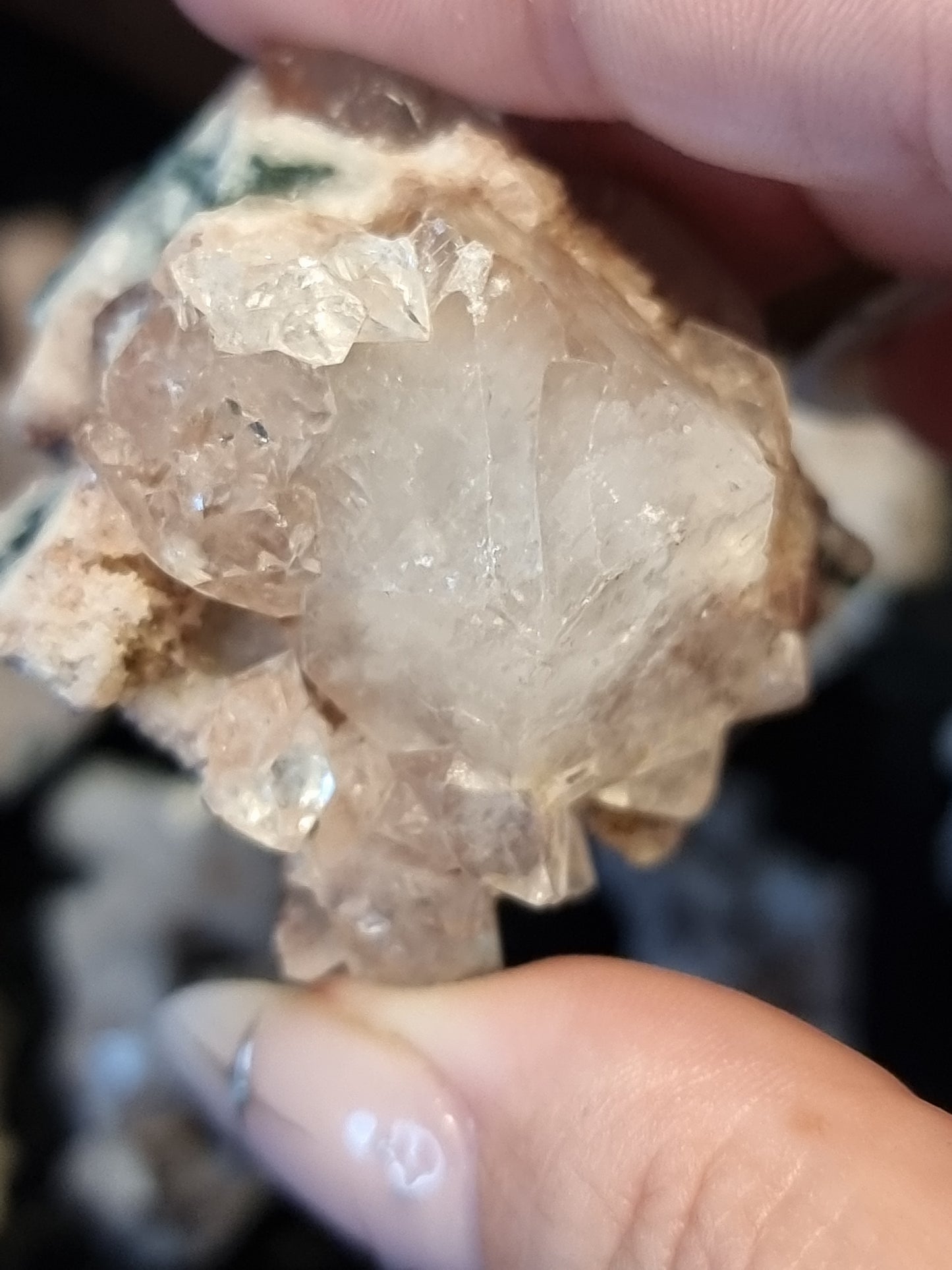 Rare apophyllite with red chalcedony specimens