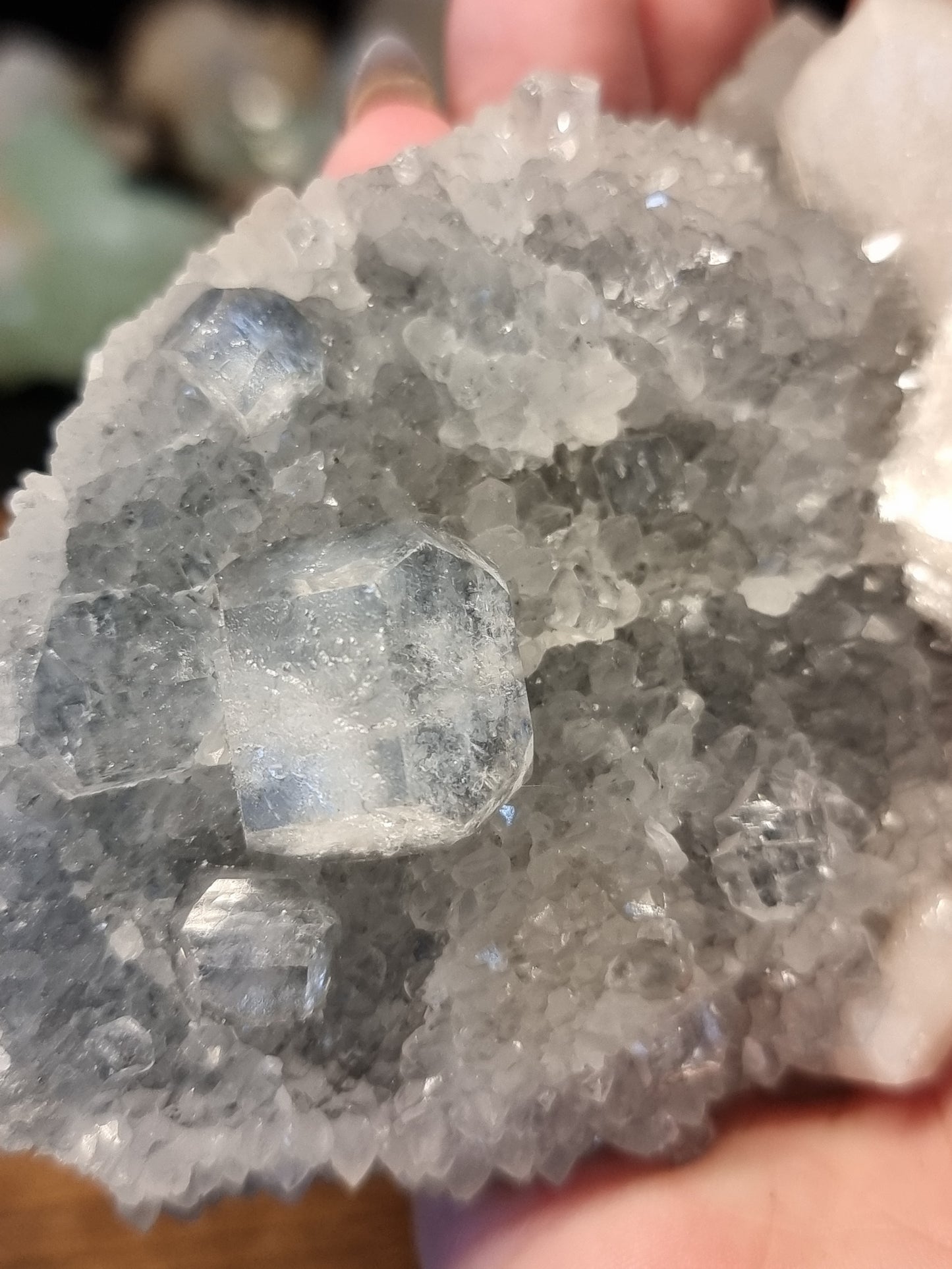 Chalcedony with peach stilbite & apophyllite B