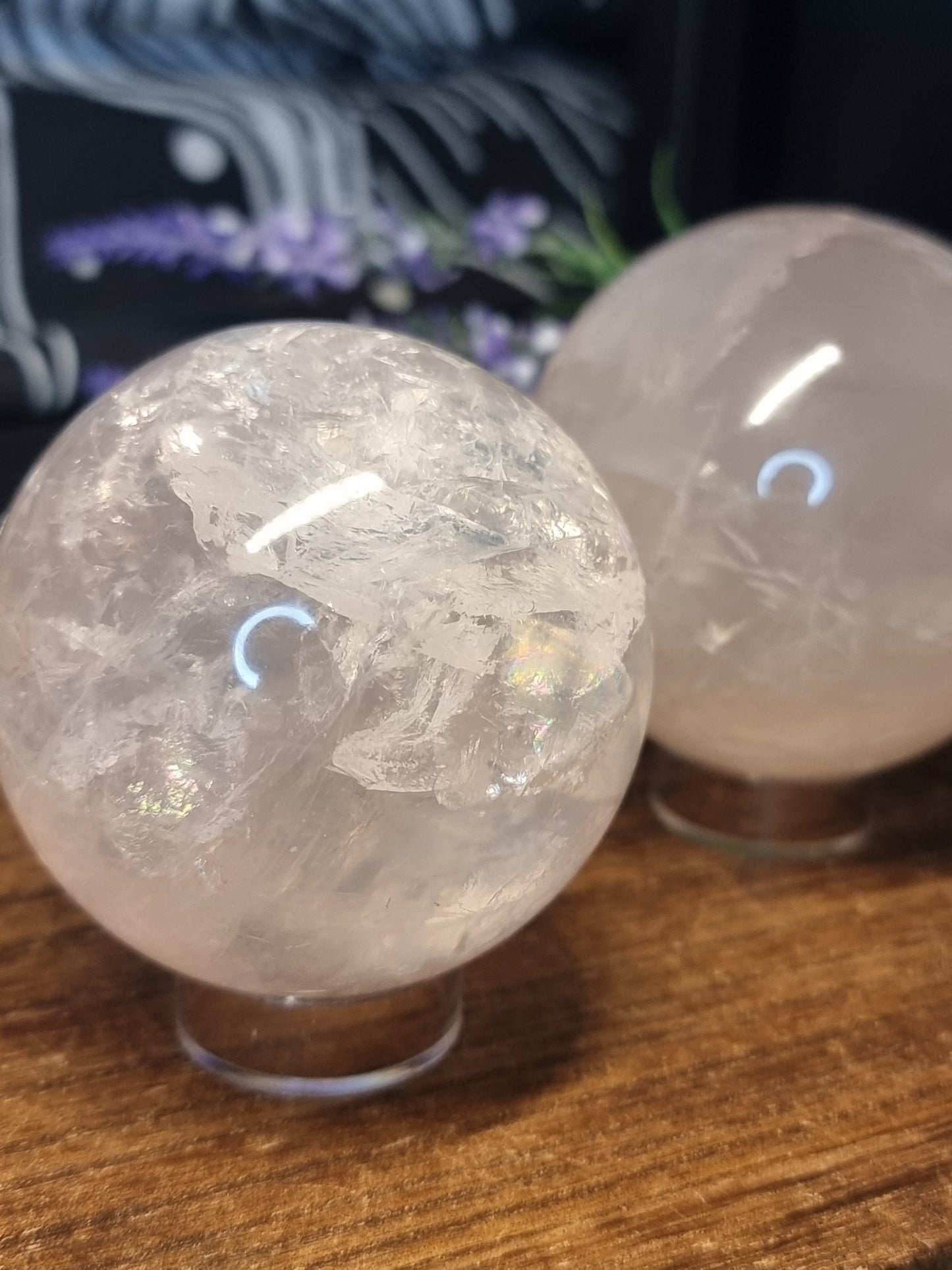 Rose quartz spheres