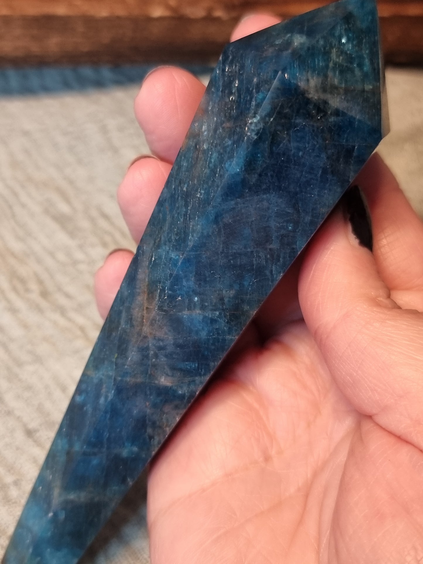 Blue apatite wands