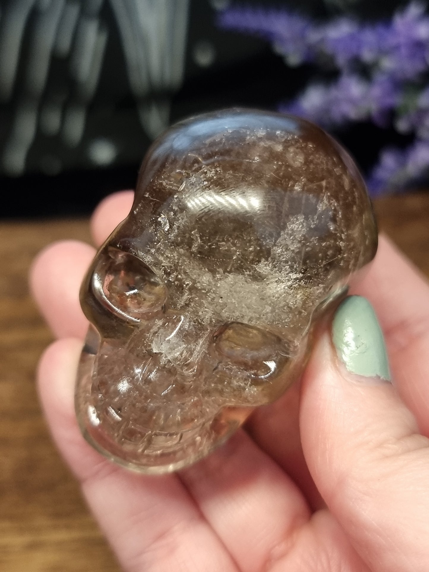 Smokey quartz skull