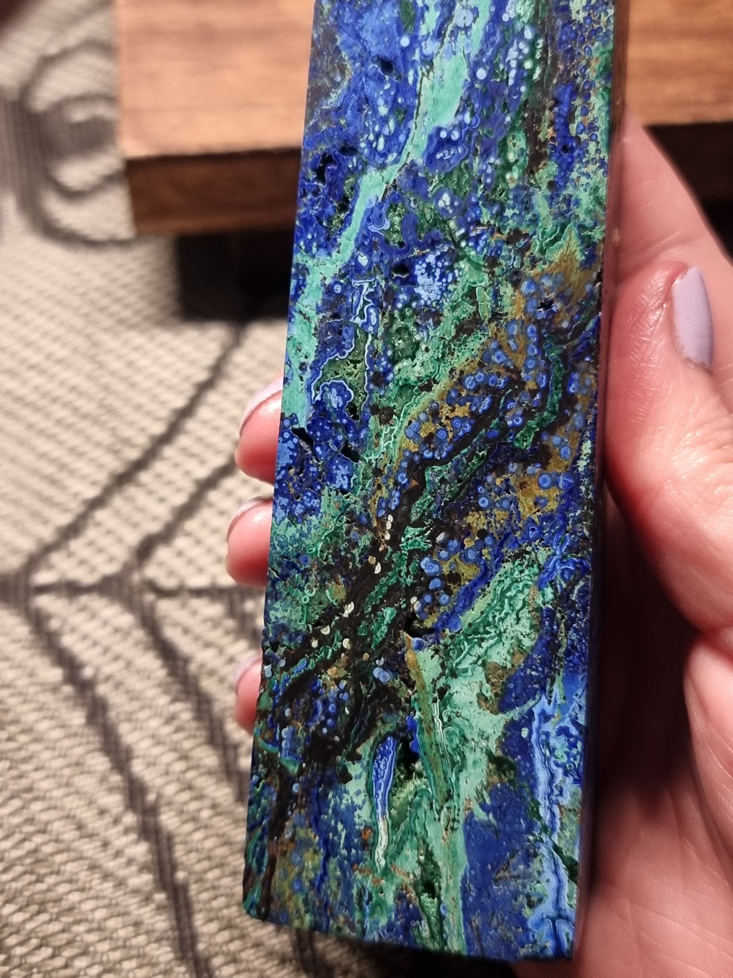 Azurite with malachite tower