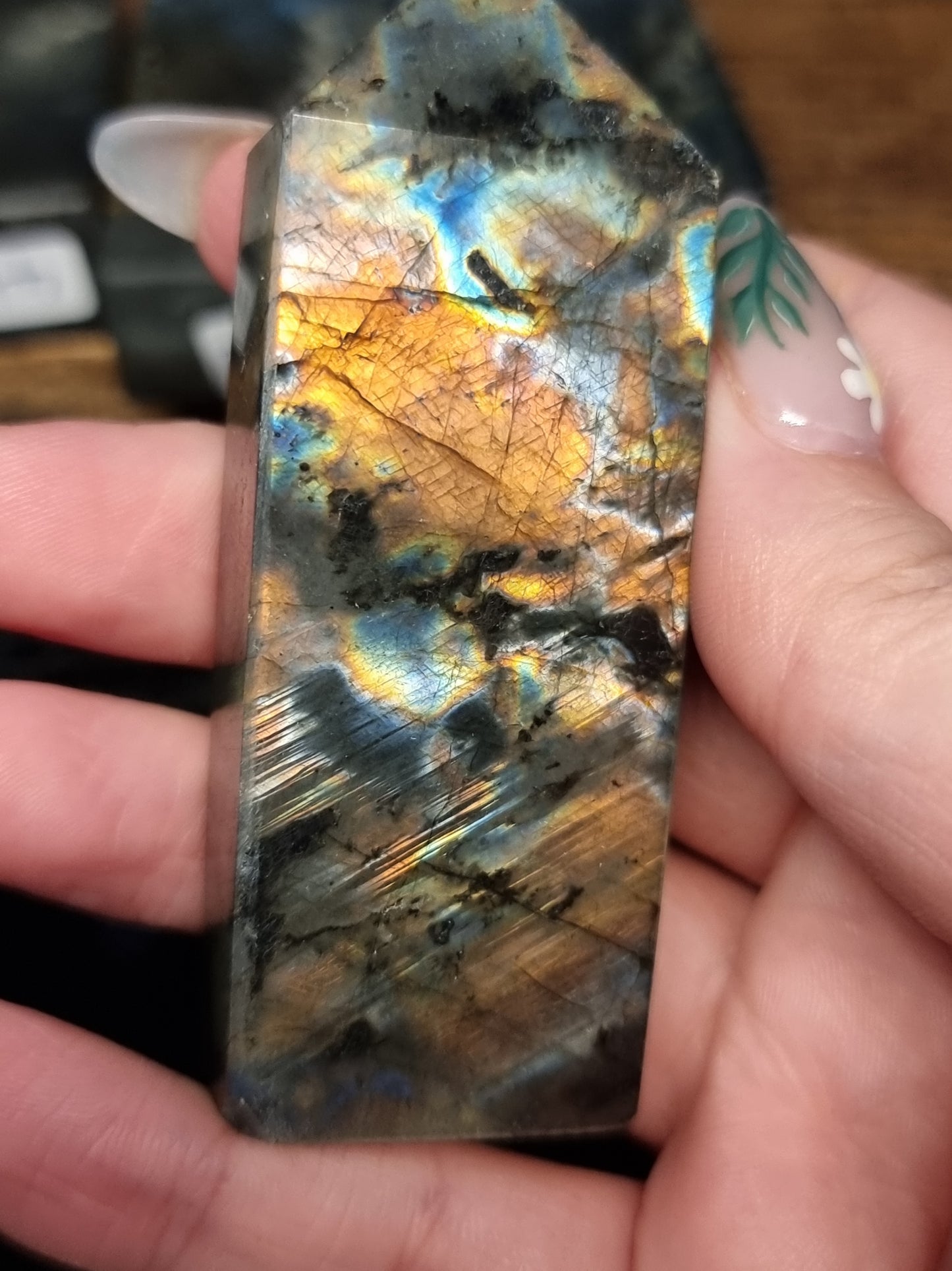 Spectralite towers (Finnish labradorite)