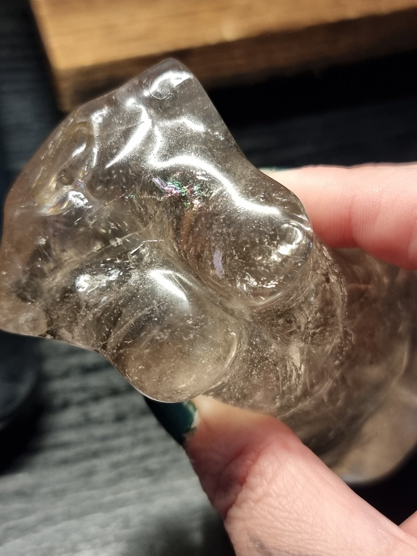 Smokey quartz body carving