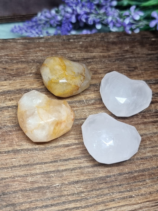 Faceted heart carvings