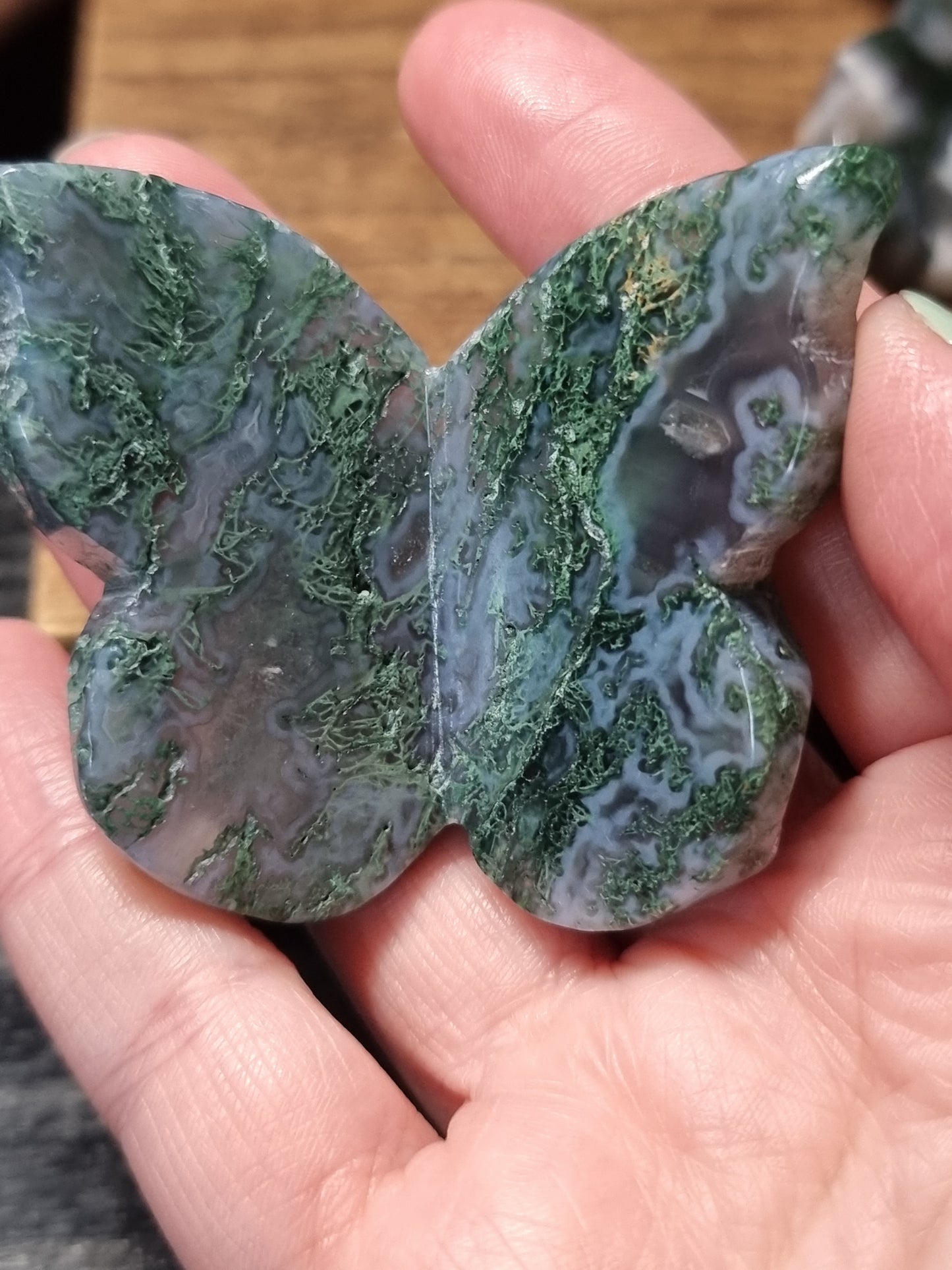 Moss agate 3D butterflies
