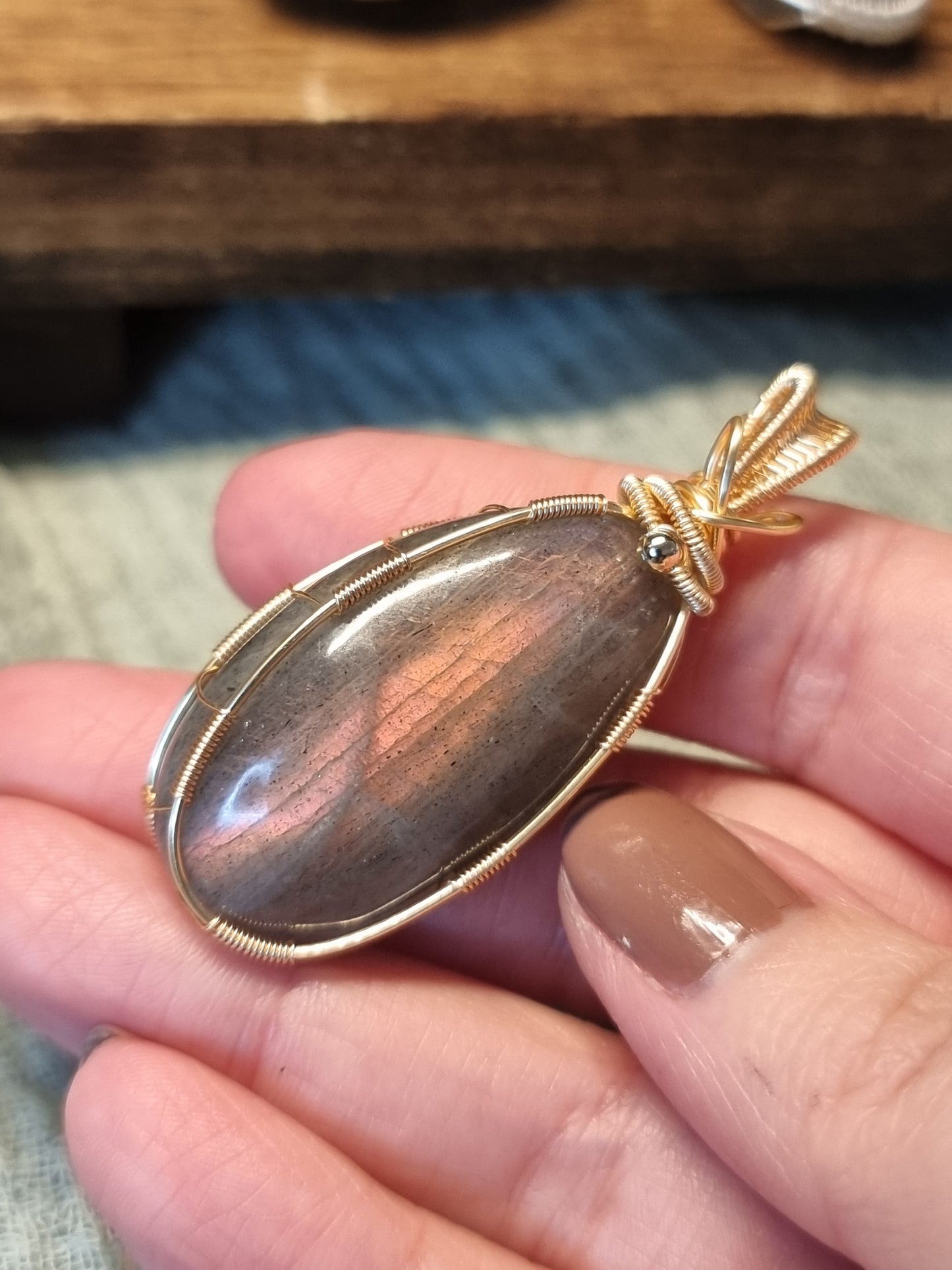 Labradorite wire wrapped pendants