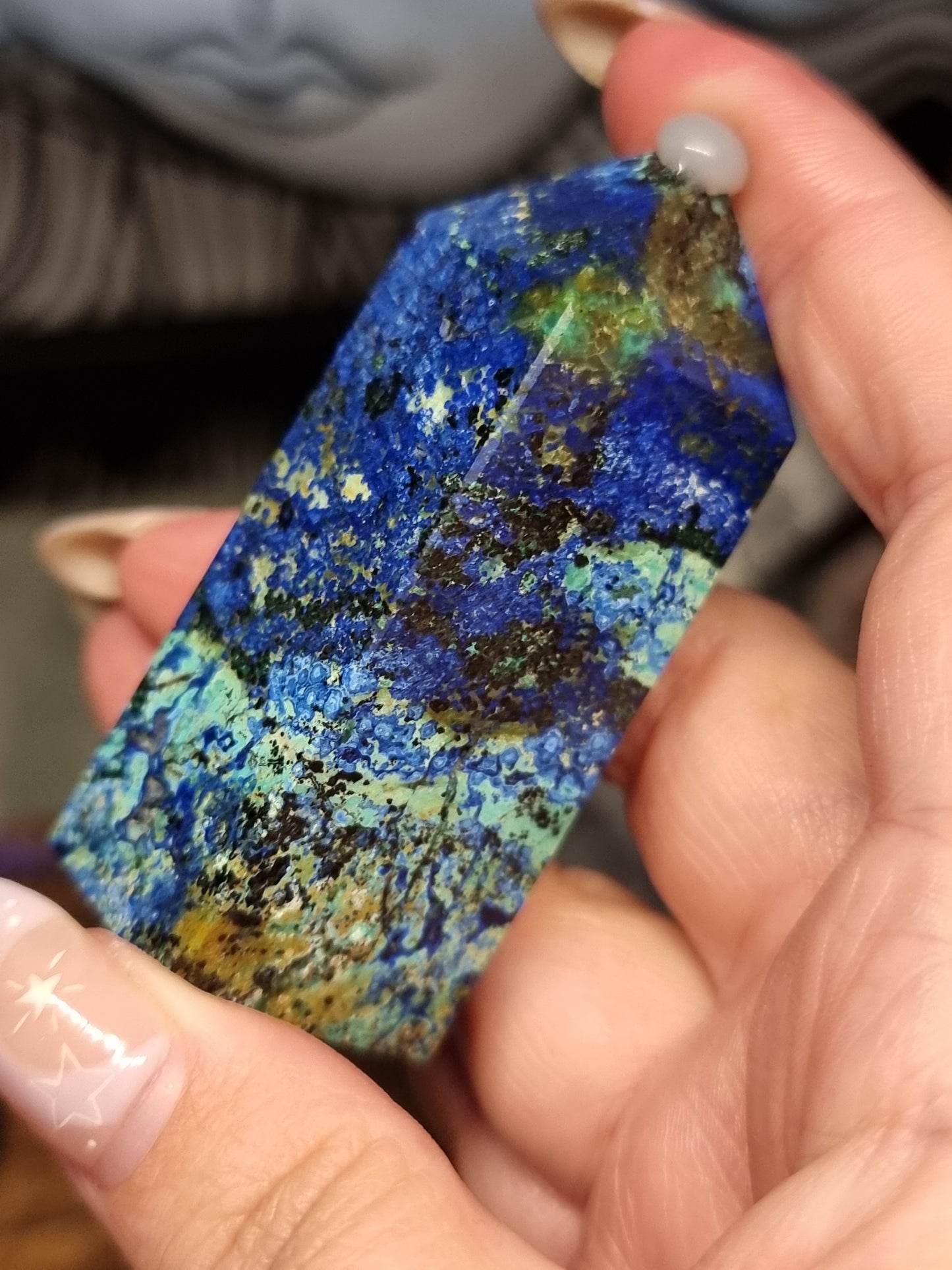 Azurite with malachite towers