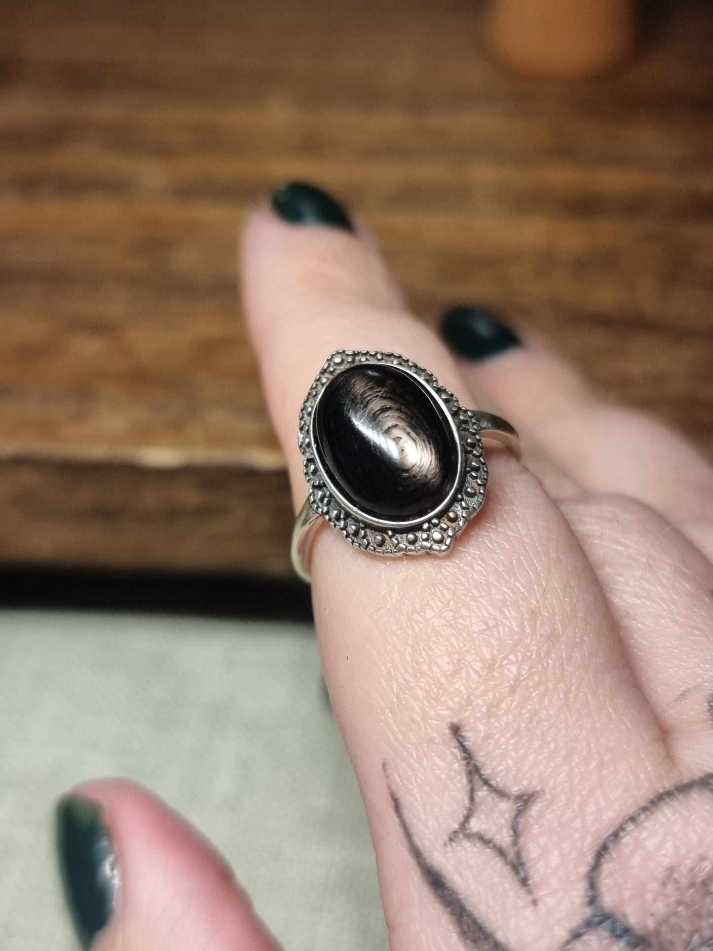 Hypersthene S925 adjustable ring