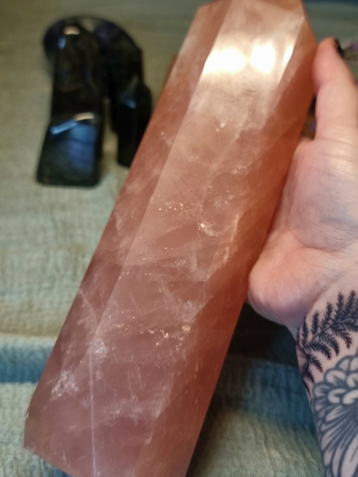 Statement Rose quartz tower